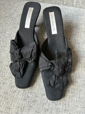 Olivia Rose Tal Black Bow Mule Slides
